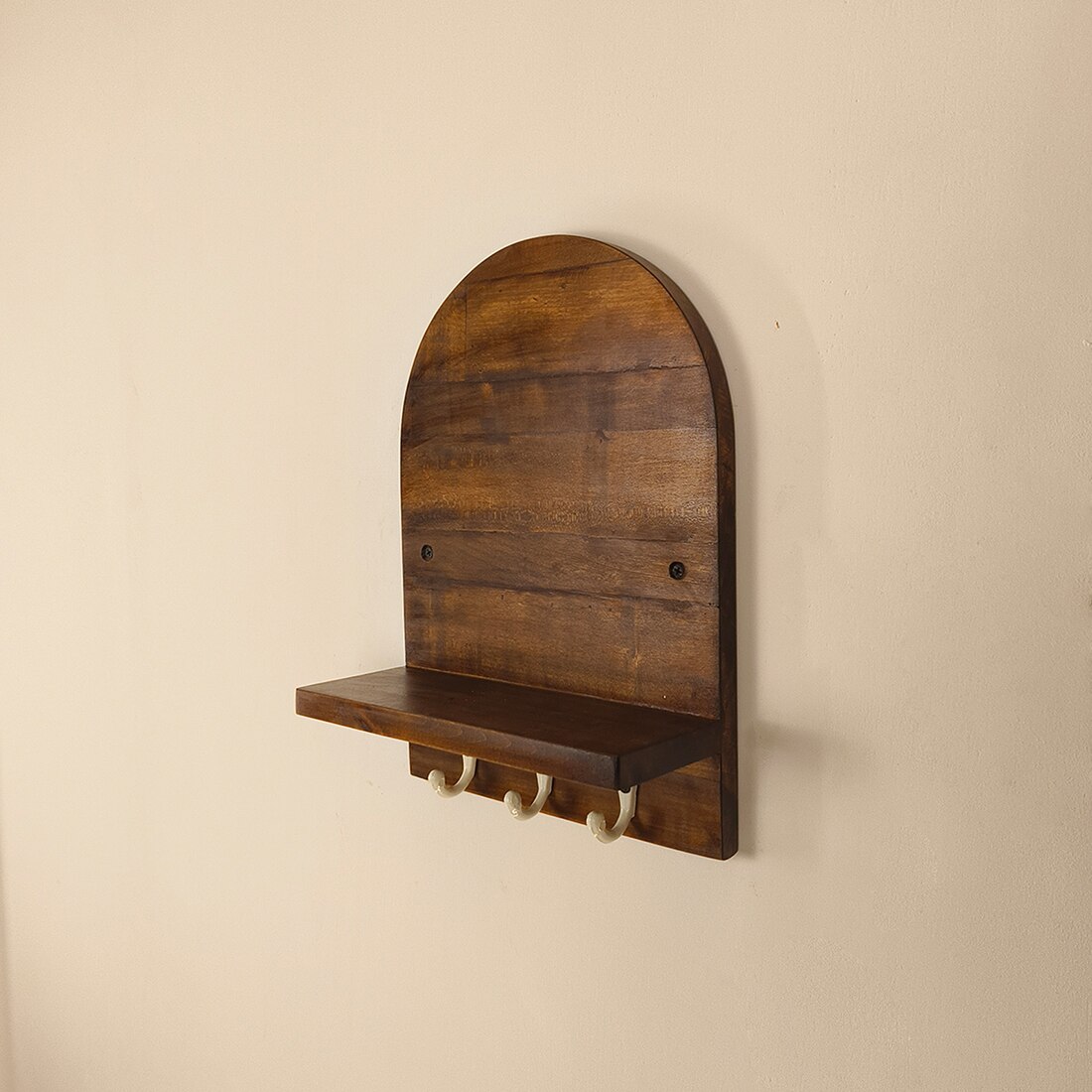Valencia Wooden Wall Shelf Organiser With Key Holders