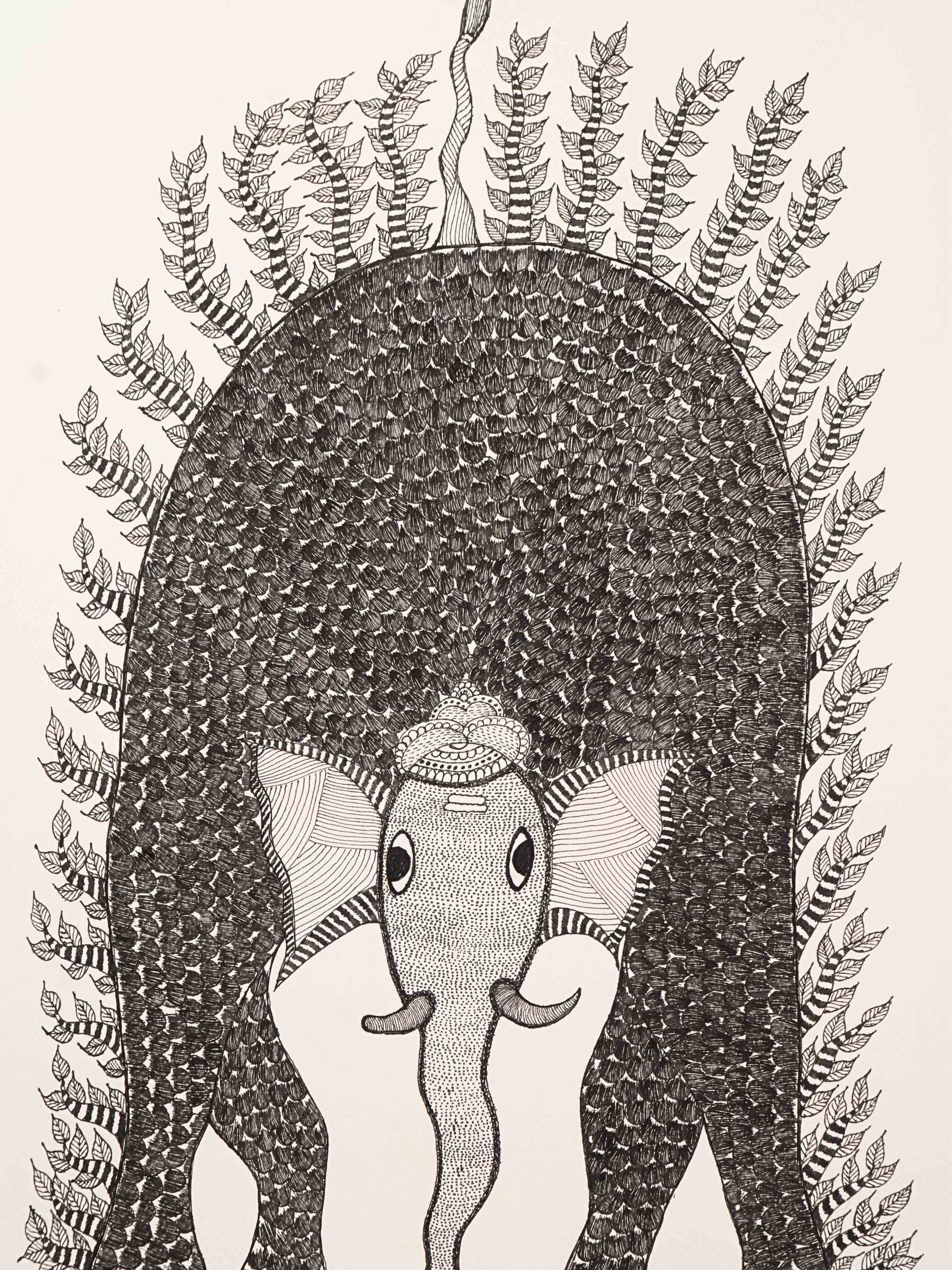 Elephant Gond Painting