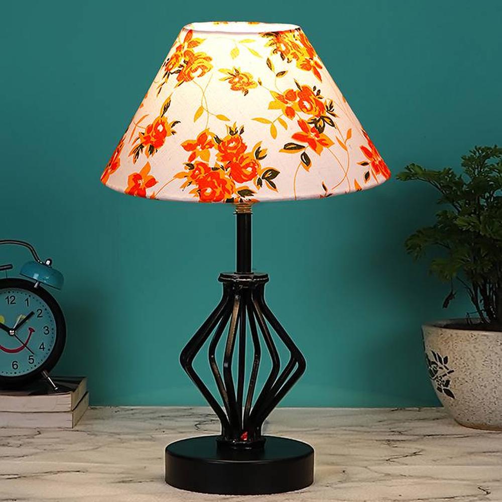 Alicia Multicolor cotton Table lamp with Iron Base