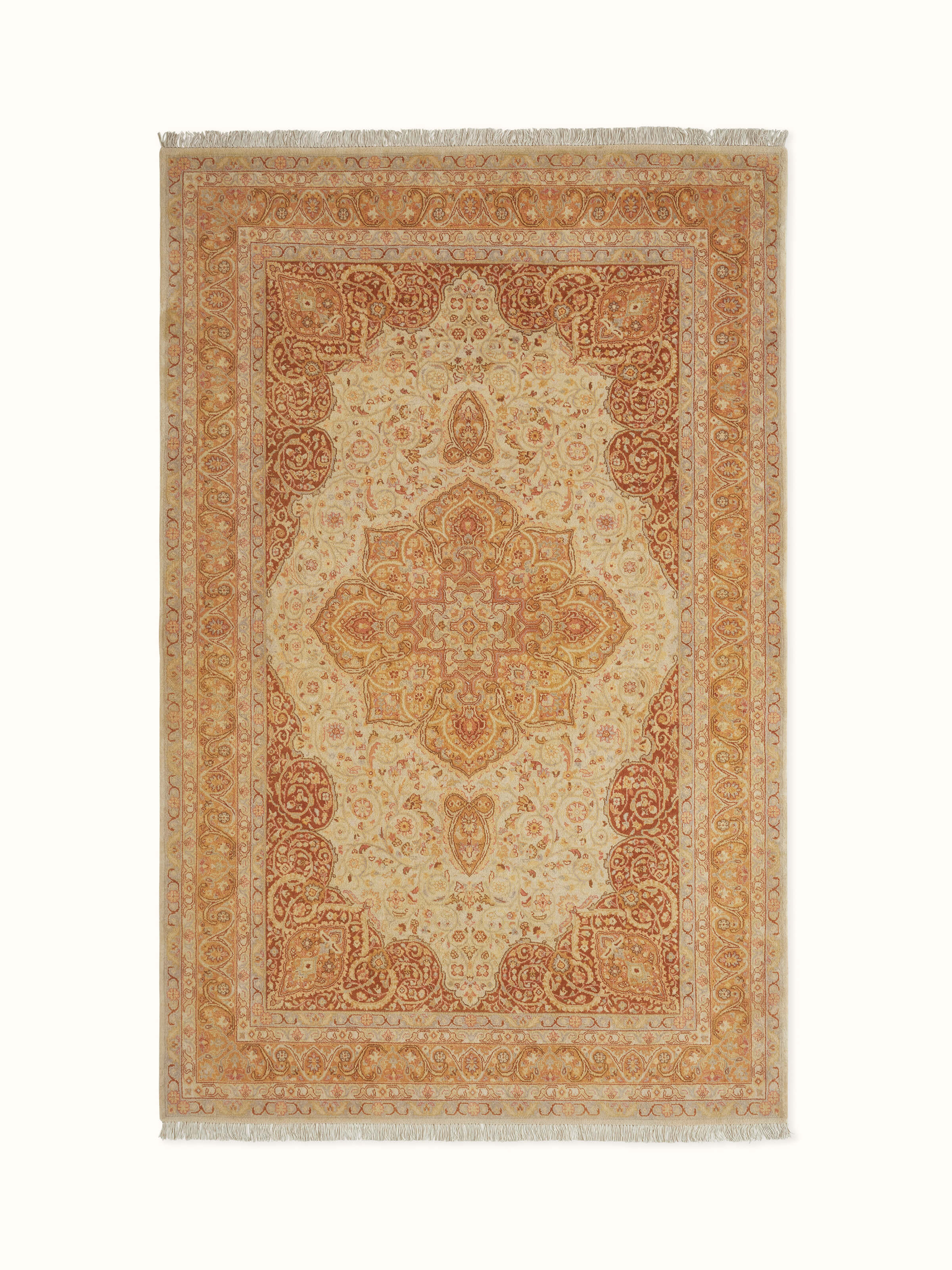Front view of the Swadesh Traditional Ziegler Rust Bhadohi Wool Hand Knotted Rug
