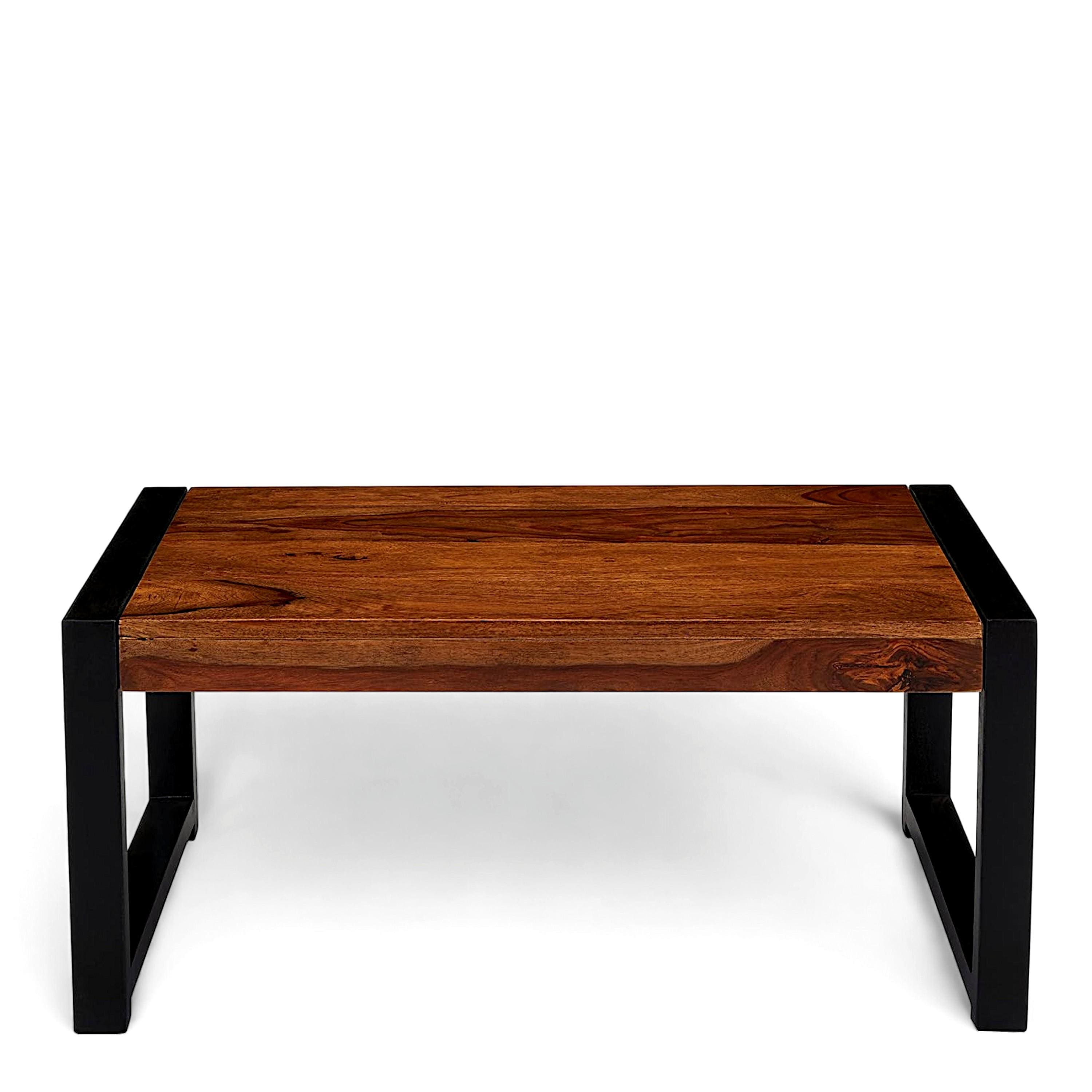 Hamstreet Sheesham Wood Contemporary Rectangle Coffee Table In Natural Teak Finish