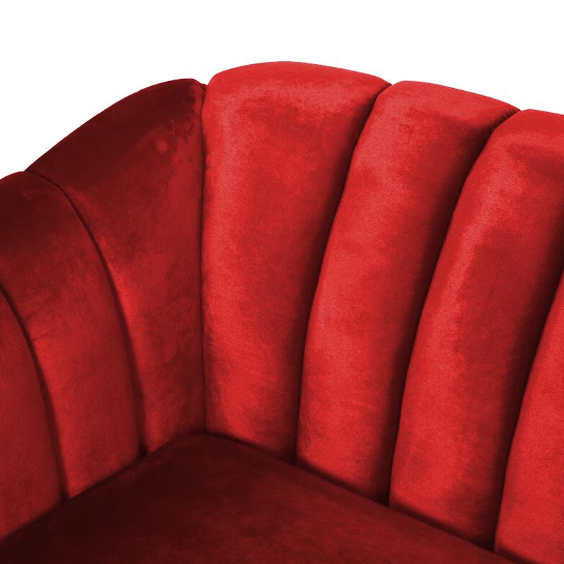 Mid Century Fabric Sofa (Red Velvet)
