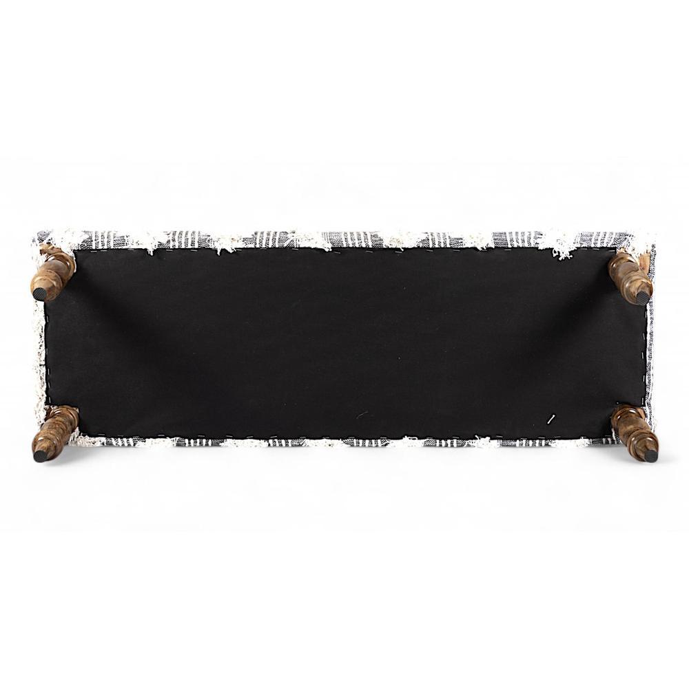 Cairo Sheesham Wood Accent 3 Seater Bench In Grey Fabric