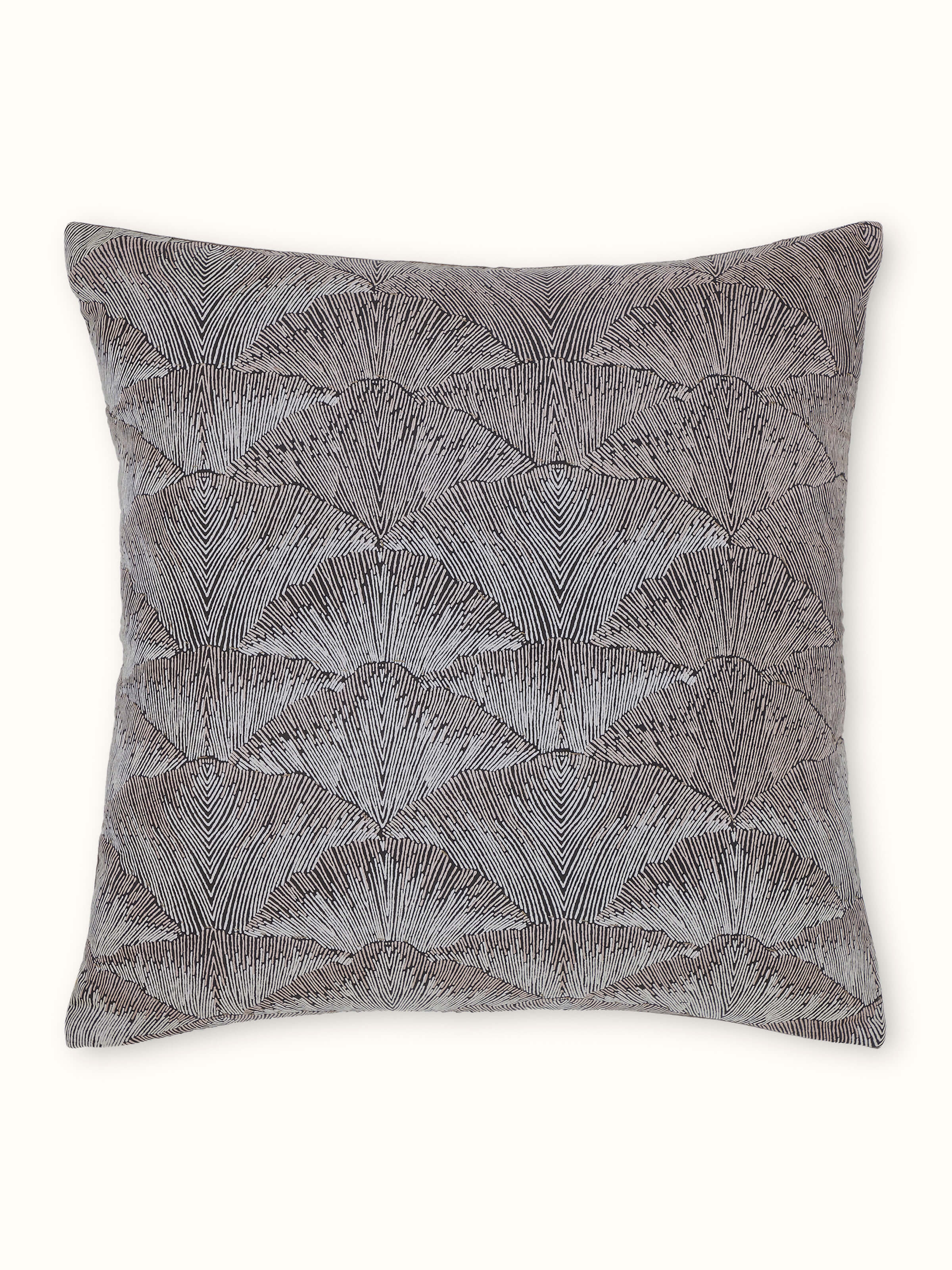 Parvat Brown Textured Silk Sanganeri Hand Block Printed Cushion Cover