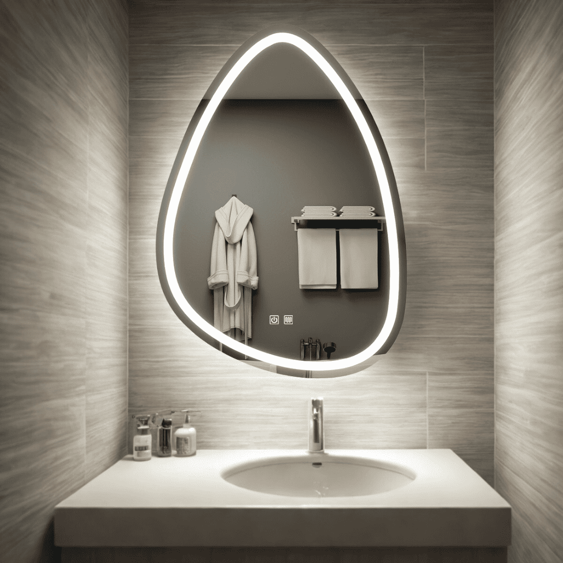 LED Water Drop Mirror with Double Touch and Defogging Feature - Modern Illuminated Mirror