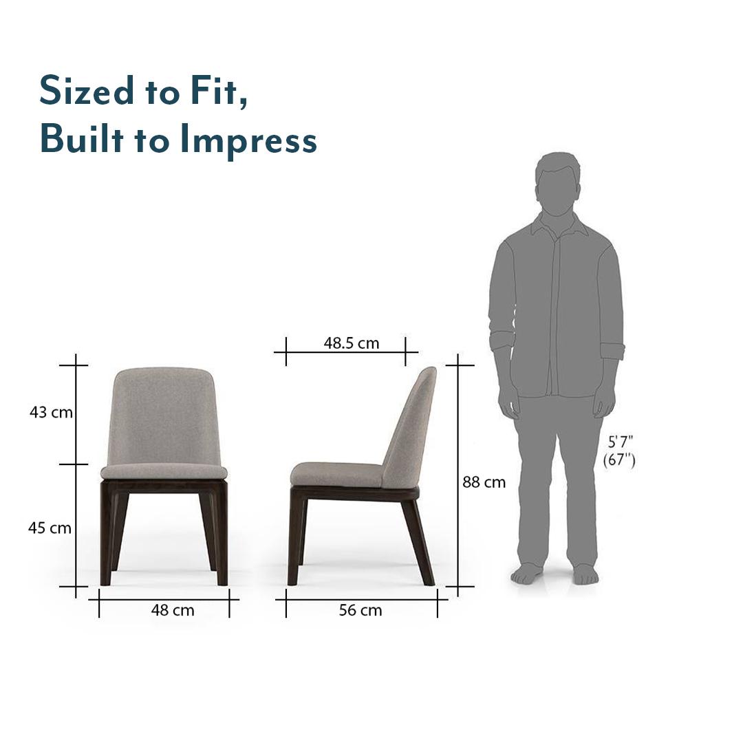 Taarkashi Solid Wood Dining Chair Set Of 2 In Ameican Walnut Finish With Gainsboro Grey Fabric Colour