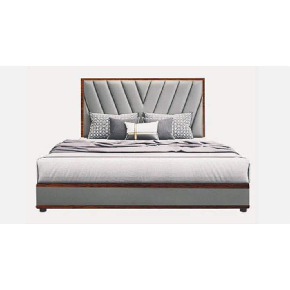 Vincent Engineered Wood Queen Size Non Storage Bed In Provincial Teak Finish