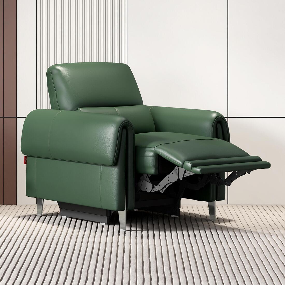 Vivian One Seater Motorized Leather Recliner in Hunter Green Colour