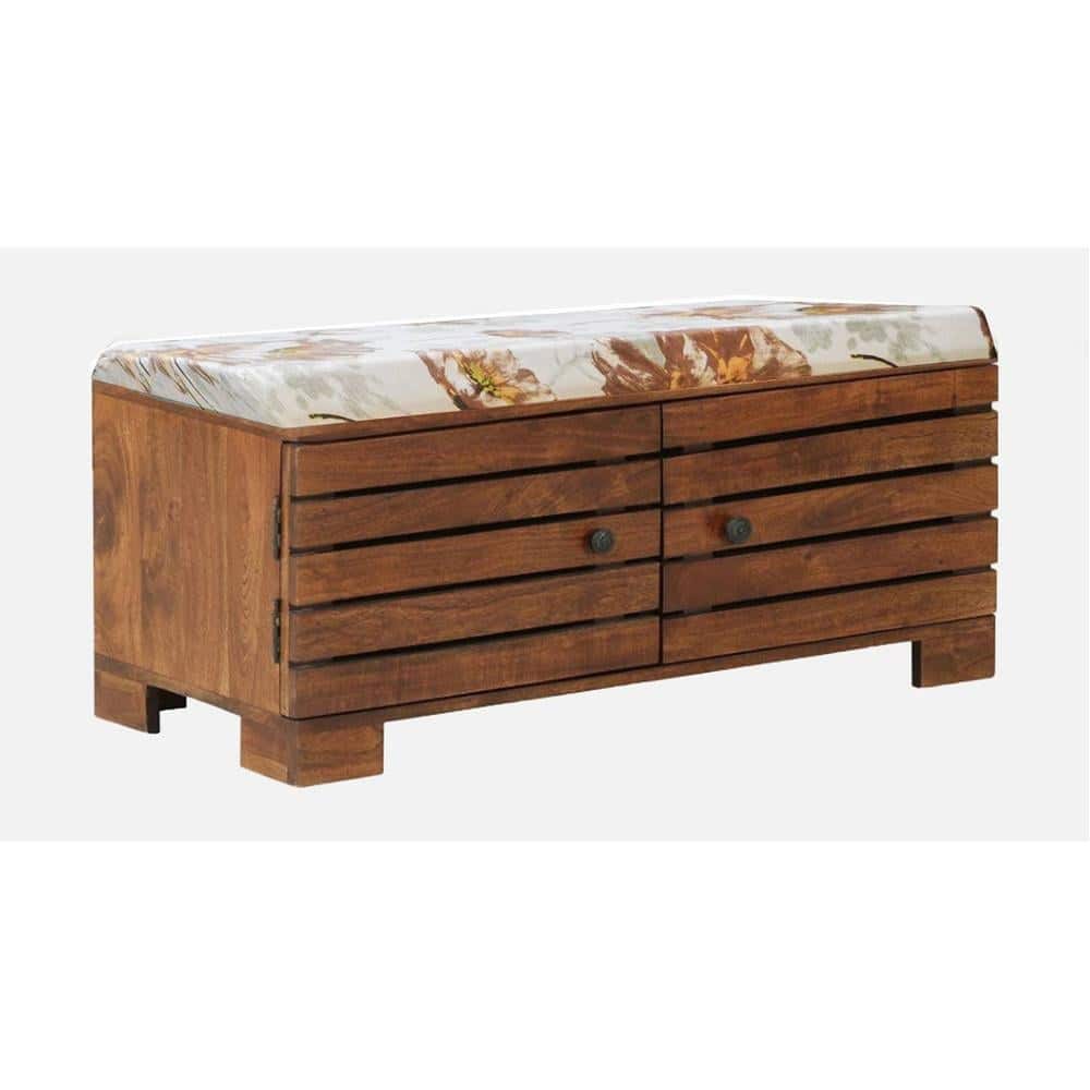 Liliana Shoe Rack With Seating In Honey Oak Finish