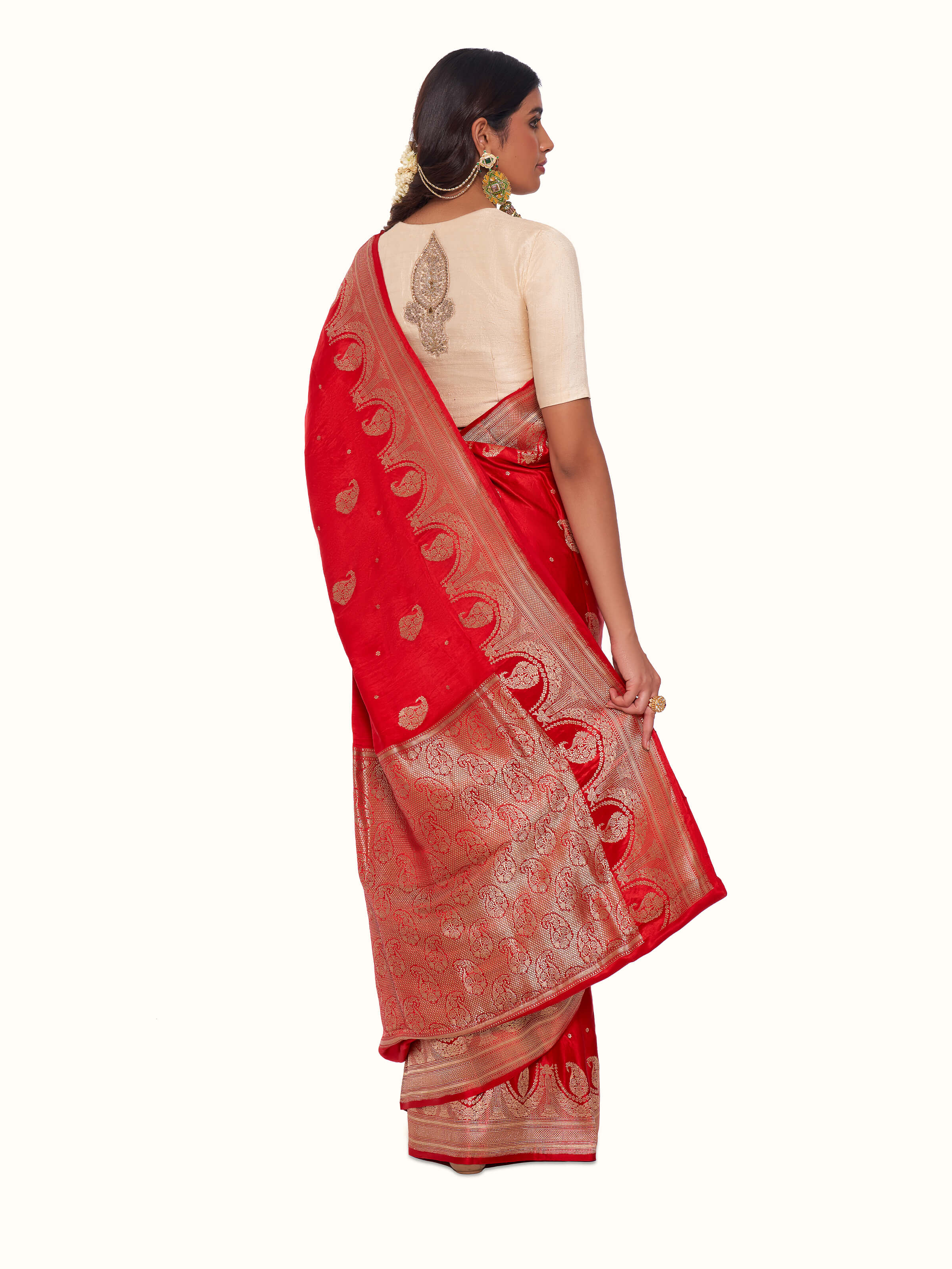 Red Gajji Silk Banarasi Saree