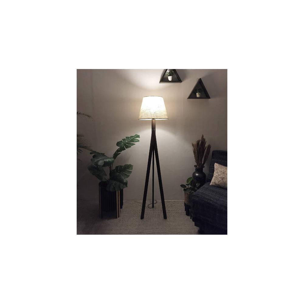 Triune Beige Jute Floor Lamp with Beige Jute Base