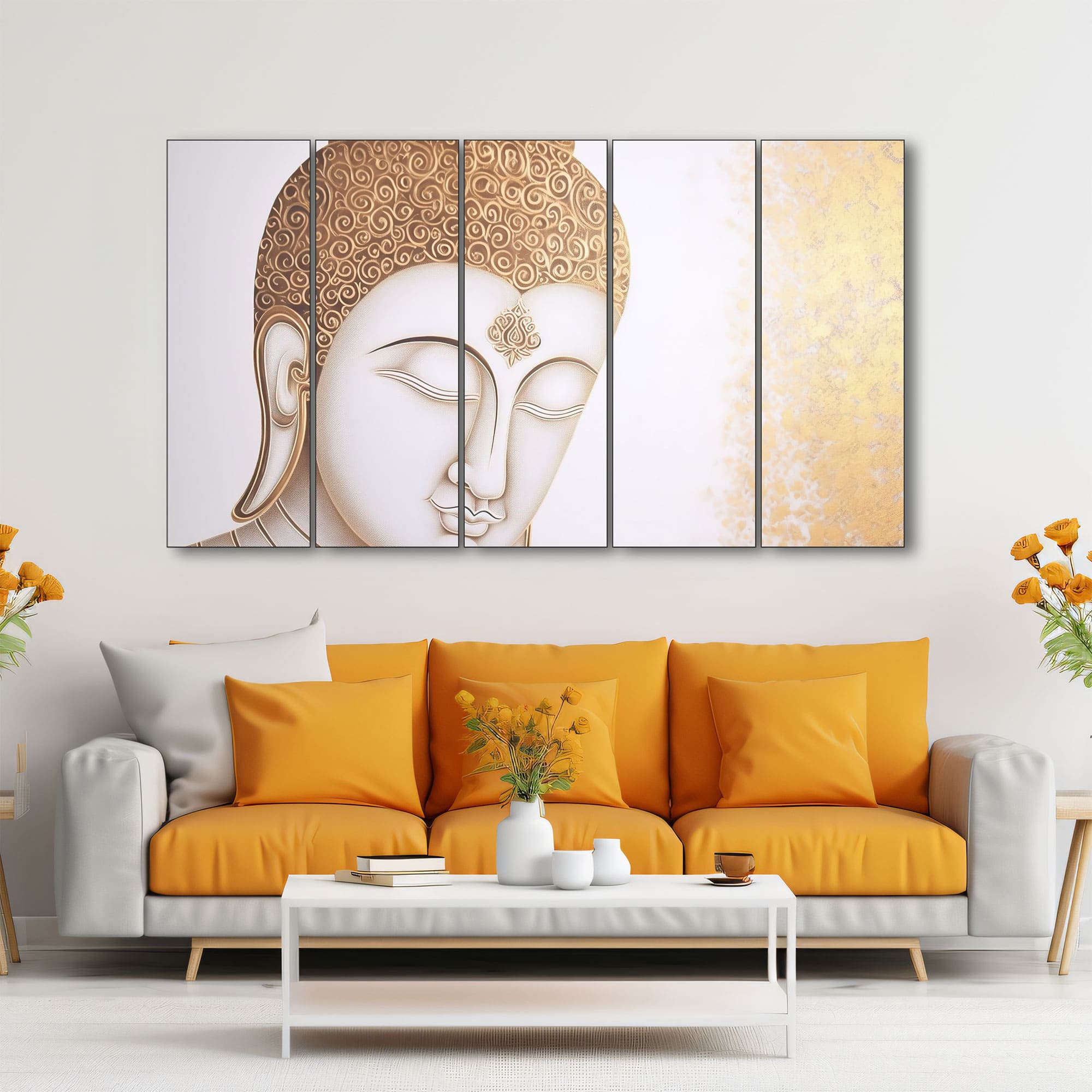 The Castle Decor Lord Buddha Meditation Wall Painting Wooden Framed 27x48 Inch (Style 23) - The Castle Decor
