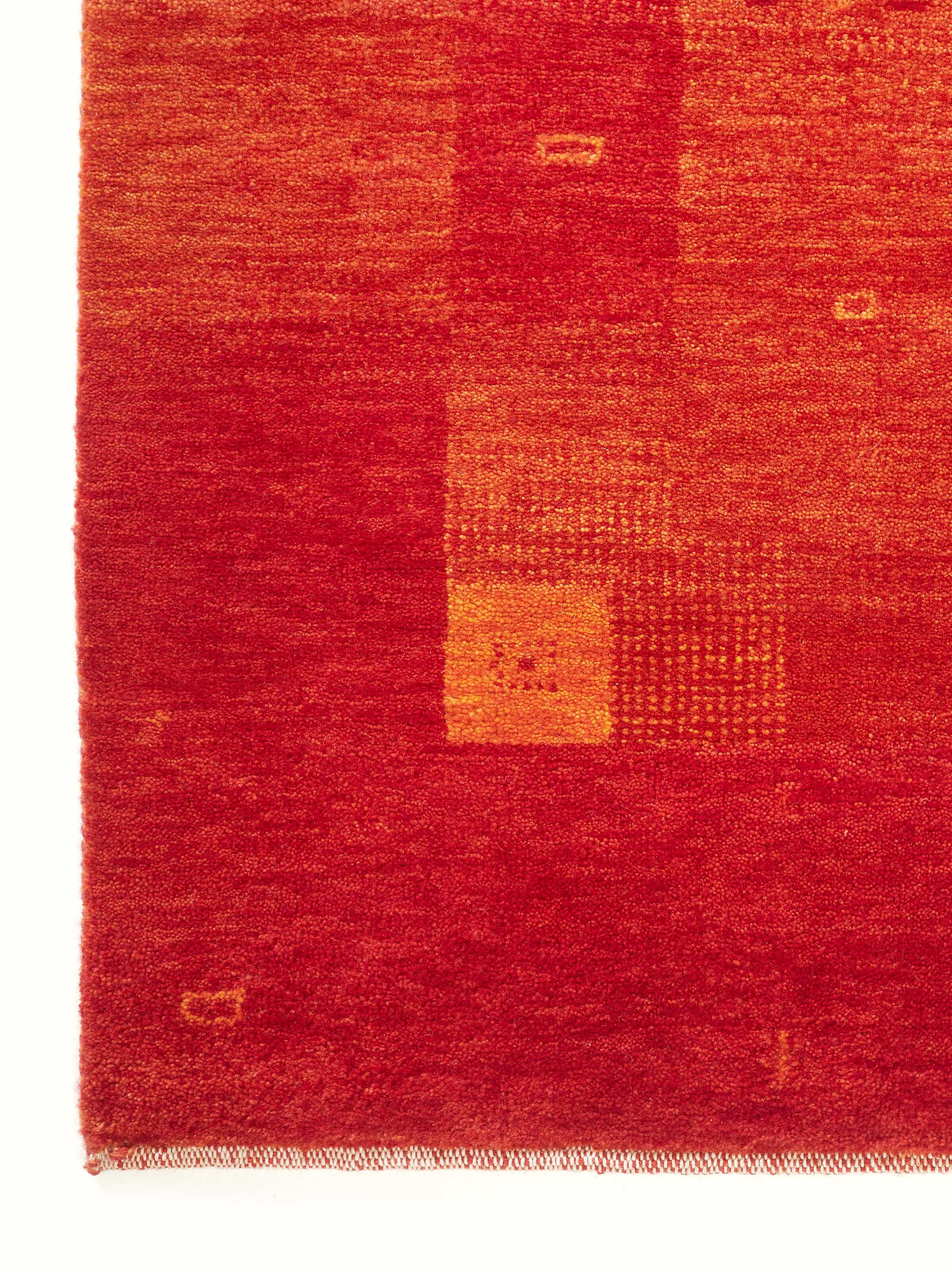 Another angle of Traditional Gabbeh red Bhadohi wool hand-knotted rug