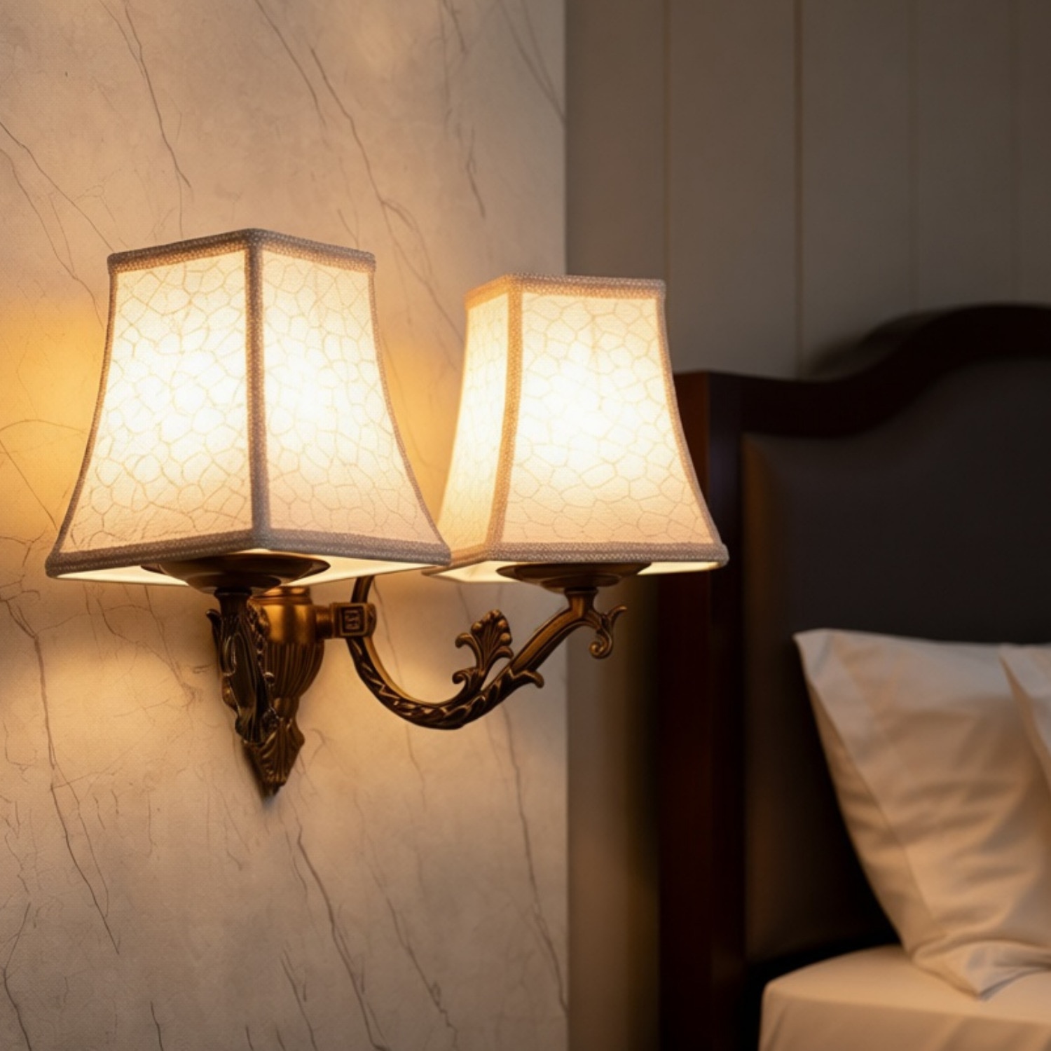Eliante Cloth Shade Wall Lights Mild Steel & Fabric Material Antique & Cream Finish