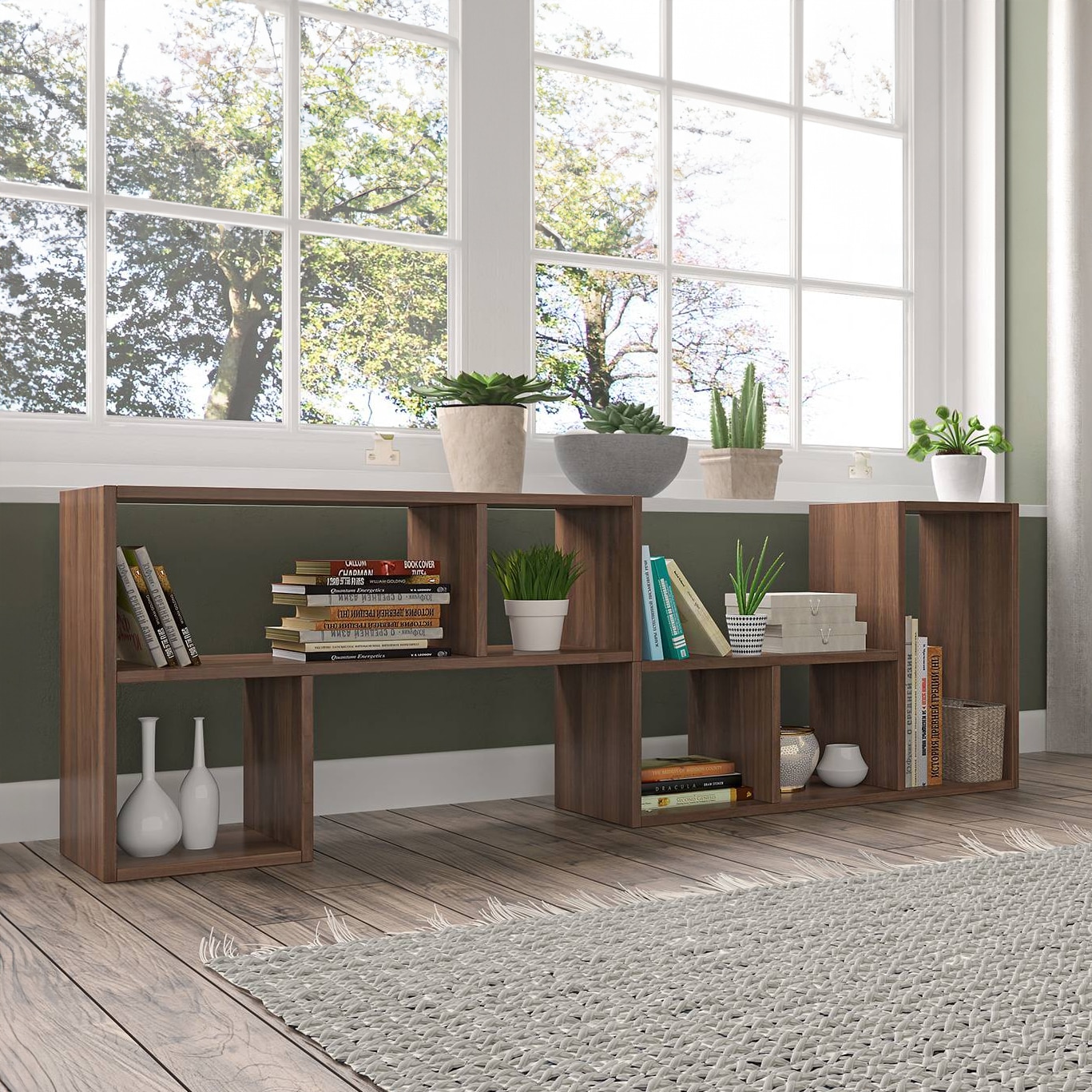 Hayden Engineered Wood Bookshelf in Classic Walnut Finish