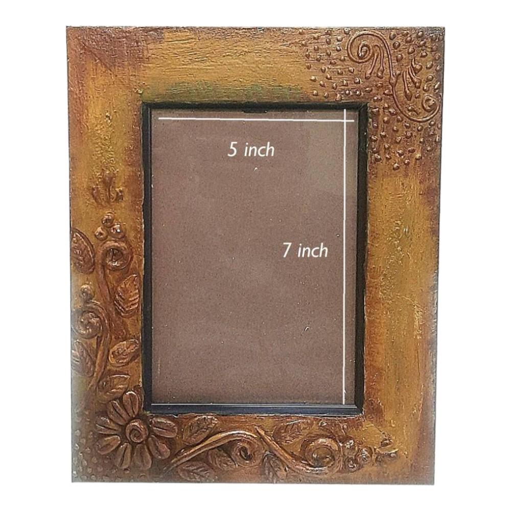 Mustard Rustic Marble dust art hand work Photo Frame