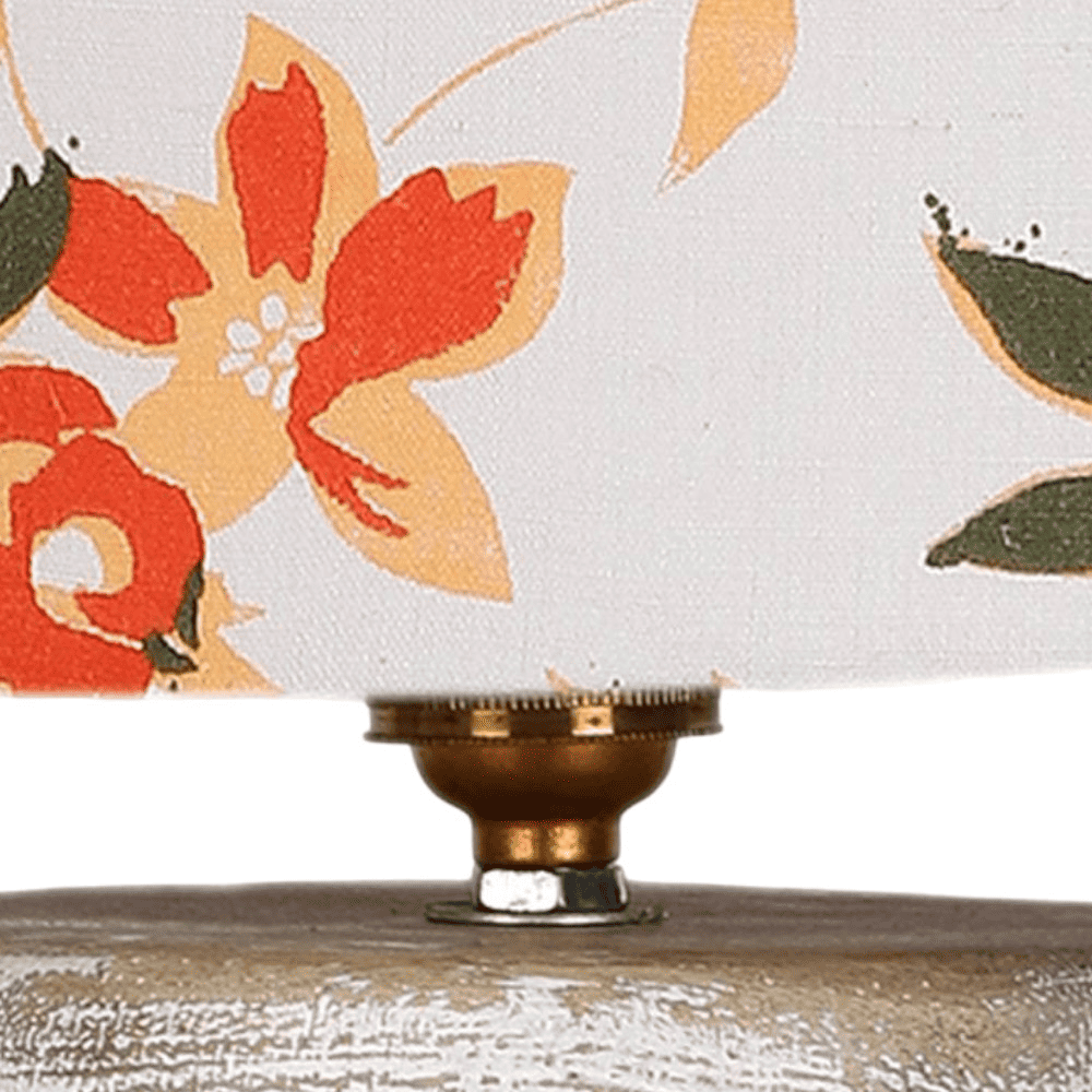 Asher Multicolor cotton table lamp with White Brushed wood base