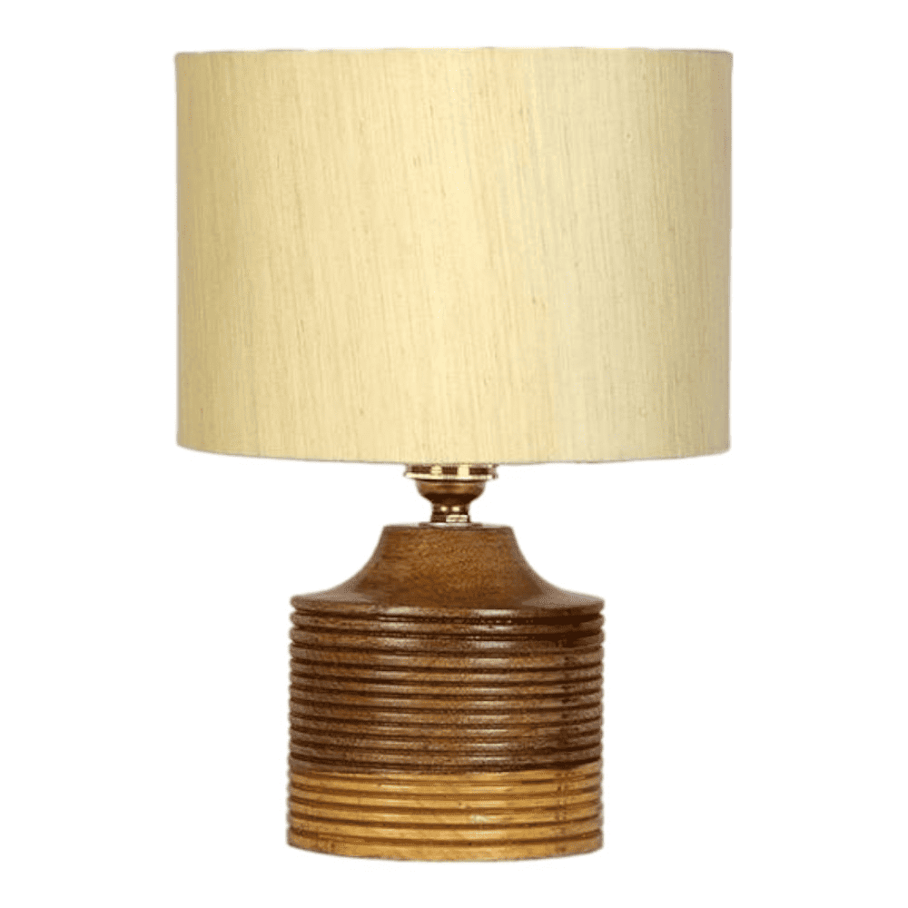 Riley Black Jute Table Lamp with White Brushed wood base