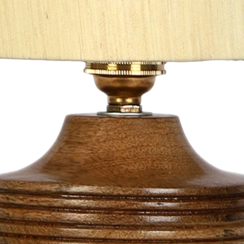 Luna off-white cotton table lamp with Natural Wood Base