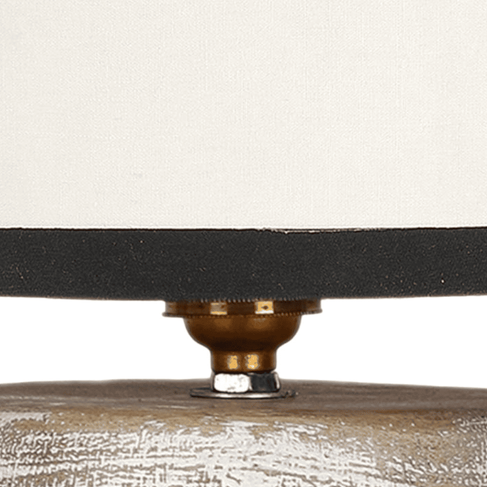 Avery white & black cotton table lamp with White Brushed wood base