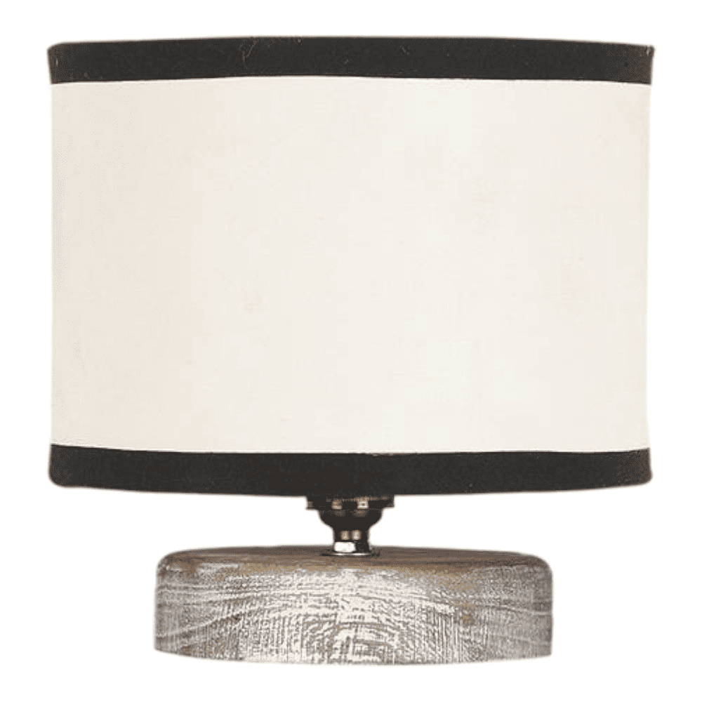 Avery white & black cotton table lamp with White Brushed wood base