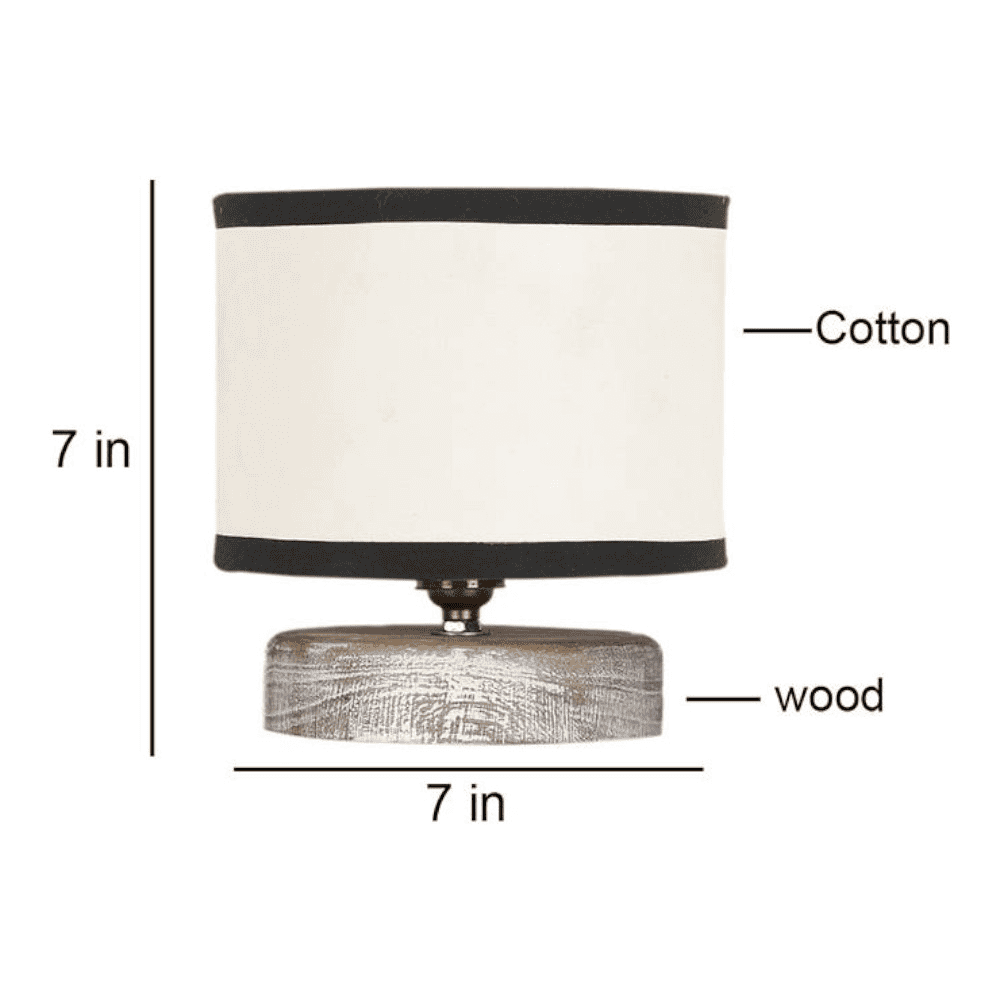 Avery white & black cotton table lamp with White Brushed wood base