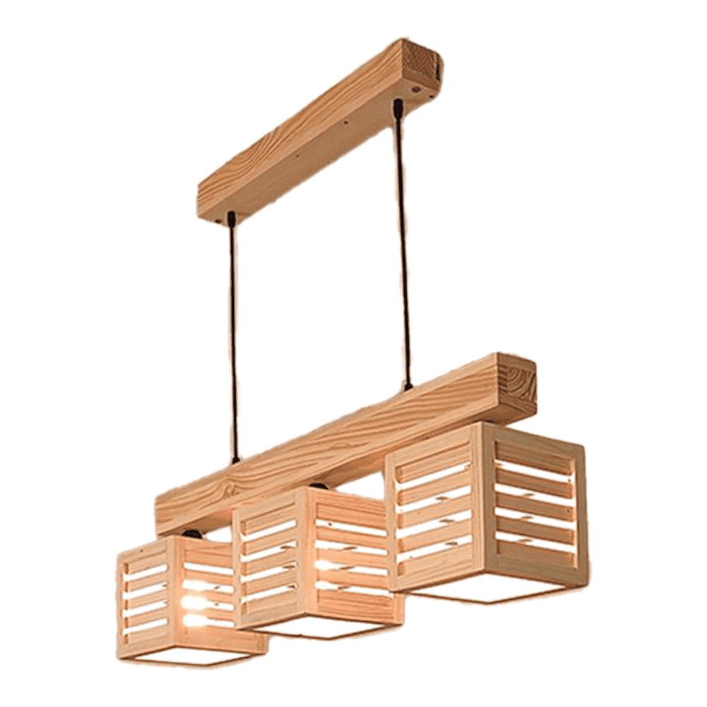 Lyon Beige Solid Wood Cluster Hanging Light