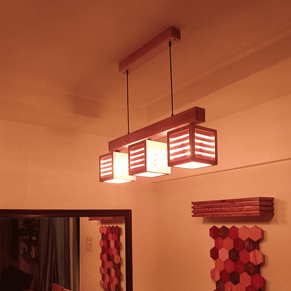 Lyon Beige Solid Wood Cluster Hanging Light