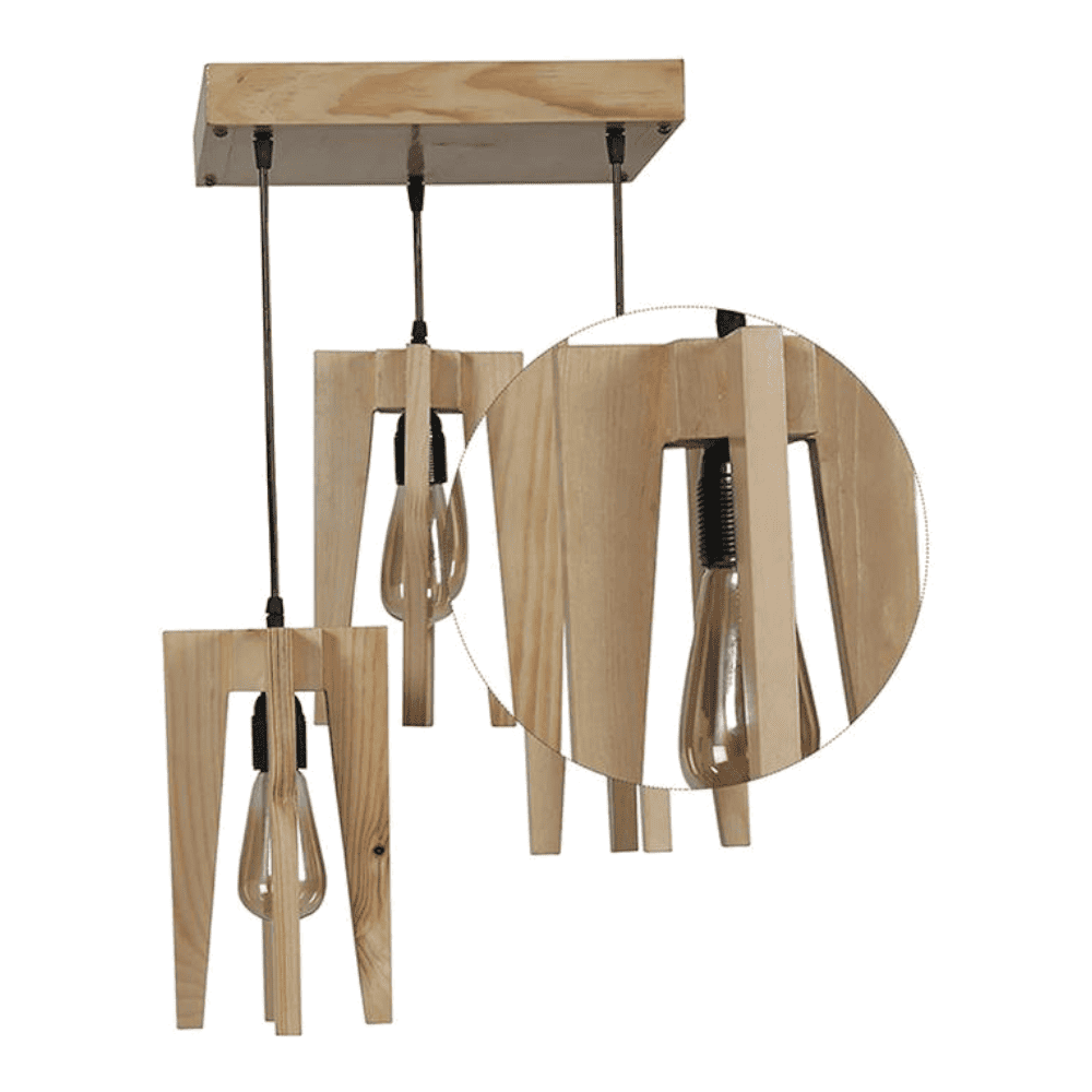 Jet Beige Solid Wood Cluster Hanging Light