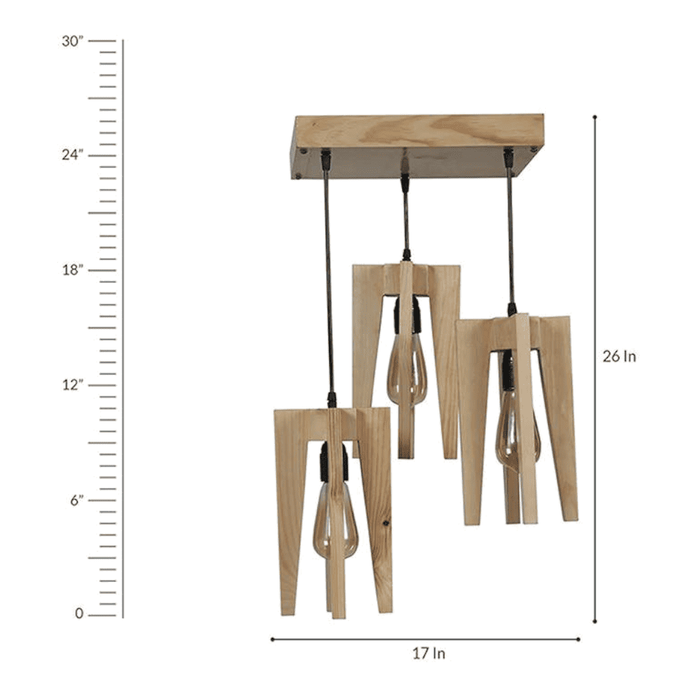 Jet Beige Solid Wood Cluster Hanging Light