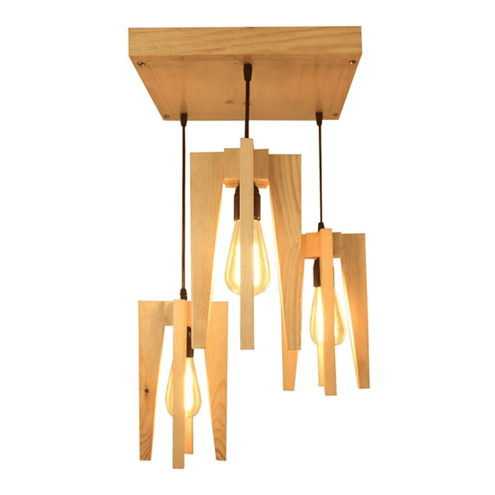 Jet Beige Solid Wood Cluster Hanging Light
