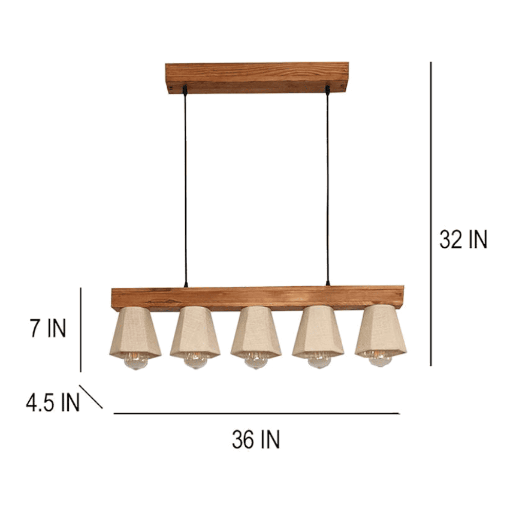 Hexa Brown Solid Wood Cluster Hanging Light