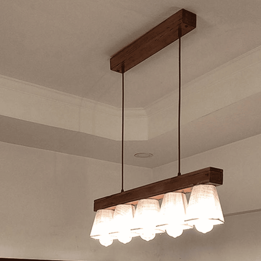 Hexa Brown Solid Wood Cluster Hanging Light