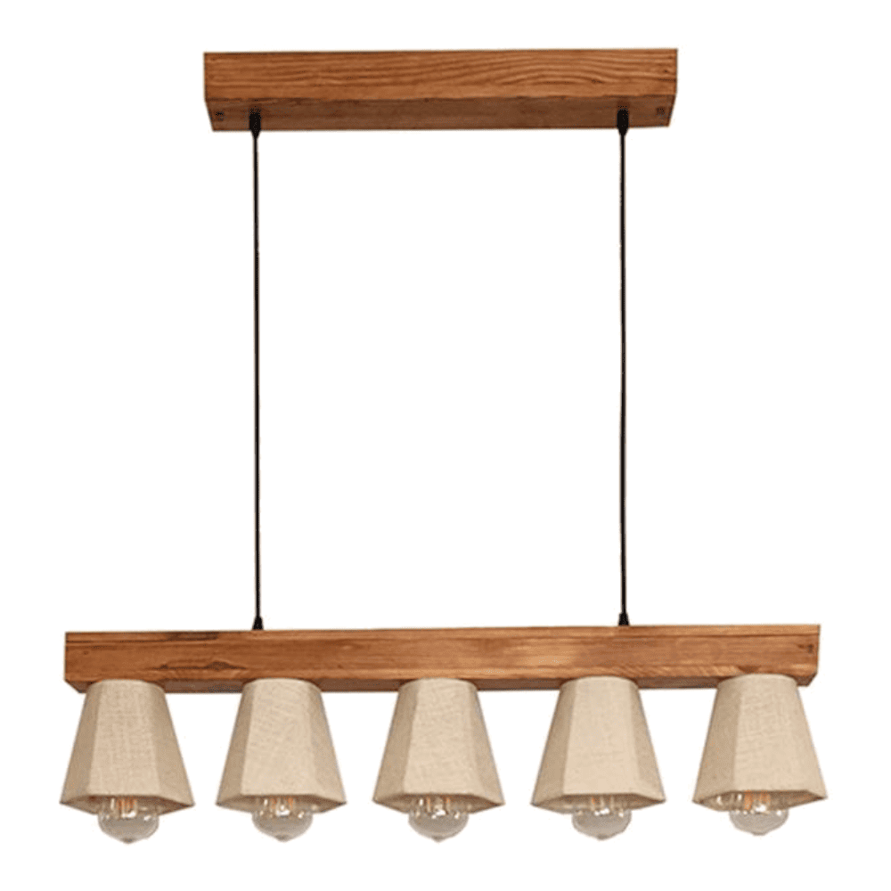Hexa Brown Solid Wood Cluster Hanging Light