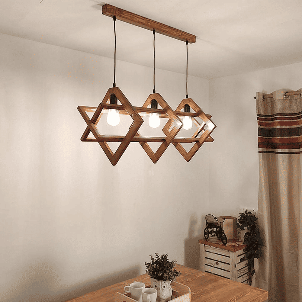Paragon 3 Series Brown Solid Wood Cluster Hanging Light