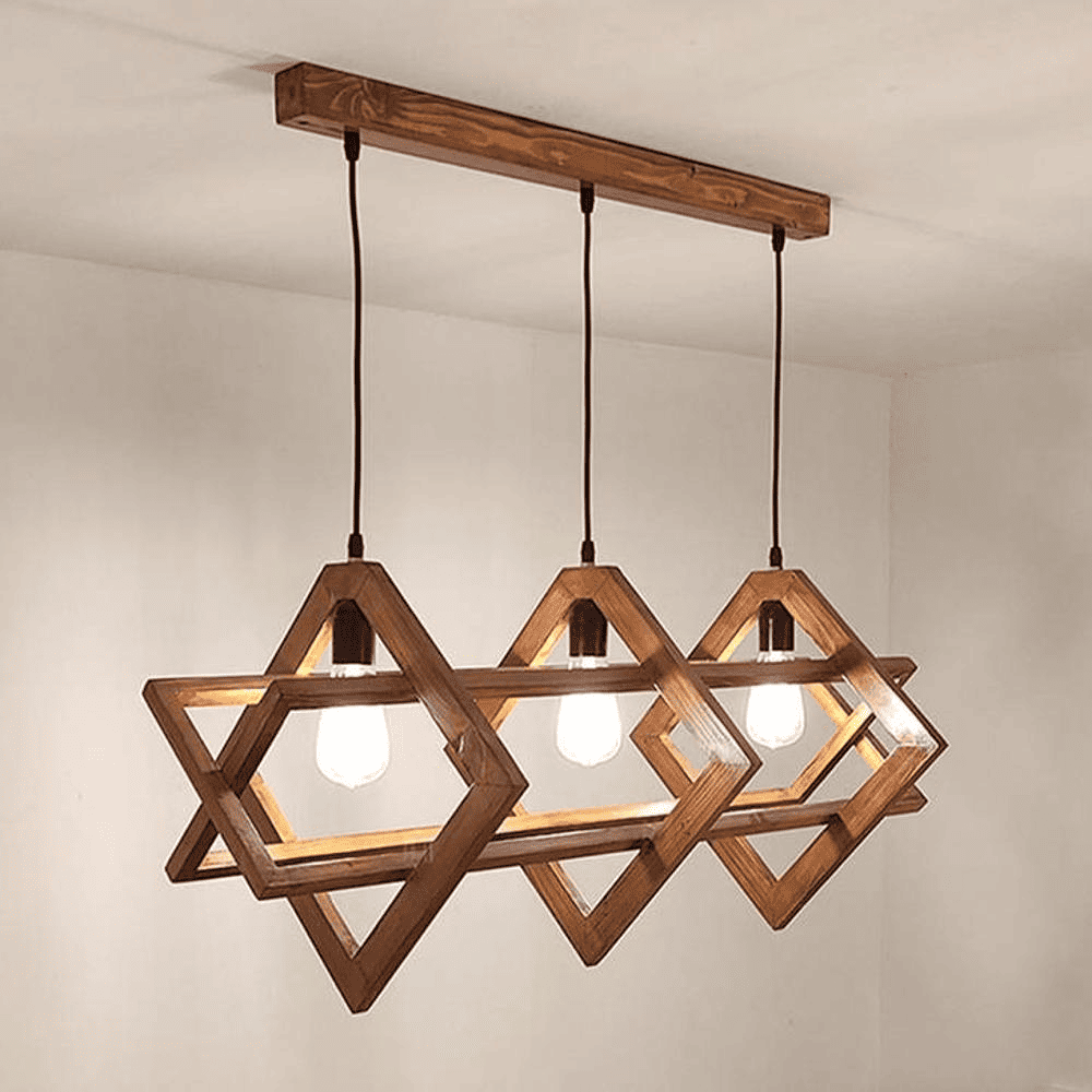 Paragon 3 Series Brown Solid Wood Cluster Hanging Light