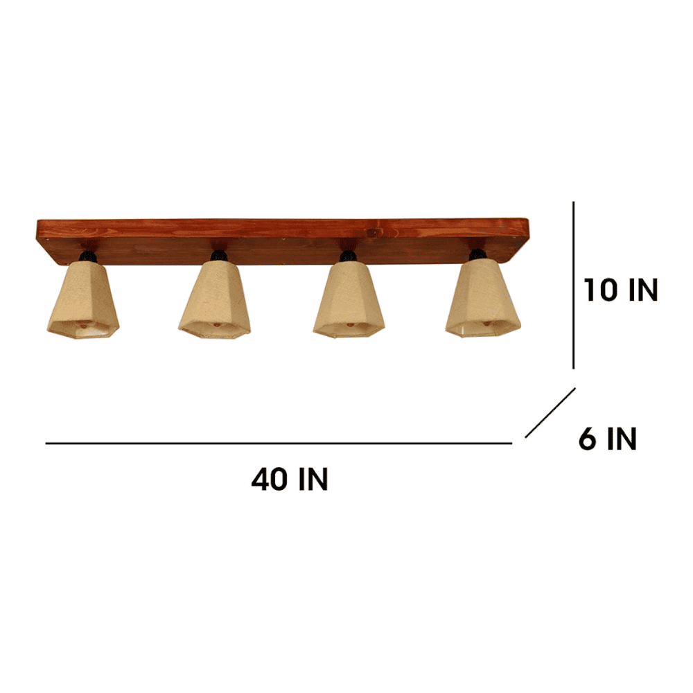Hexagon Brown Solid Wood Ceiling Light
