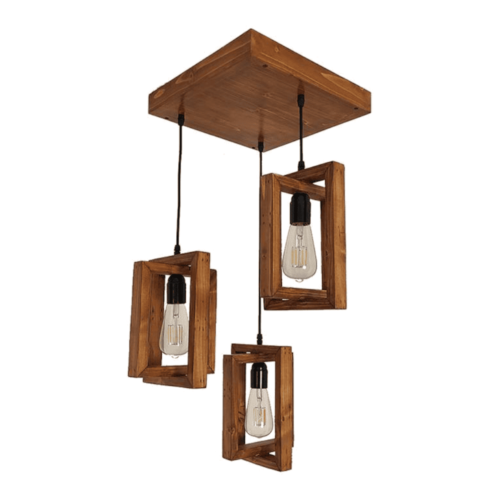 Gyro Brown Solid Wood Cluster Hanging Light