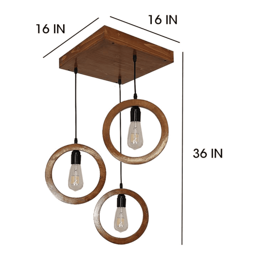 Halo Brown Solid Wood Cluster Hanging Light