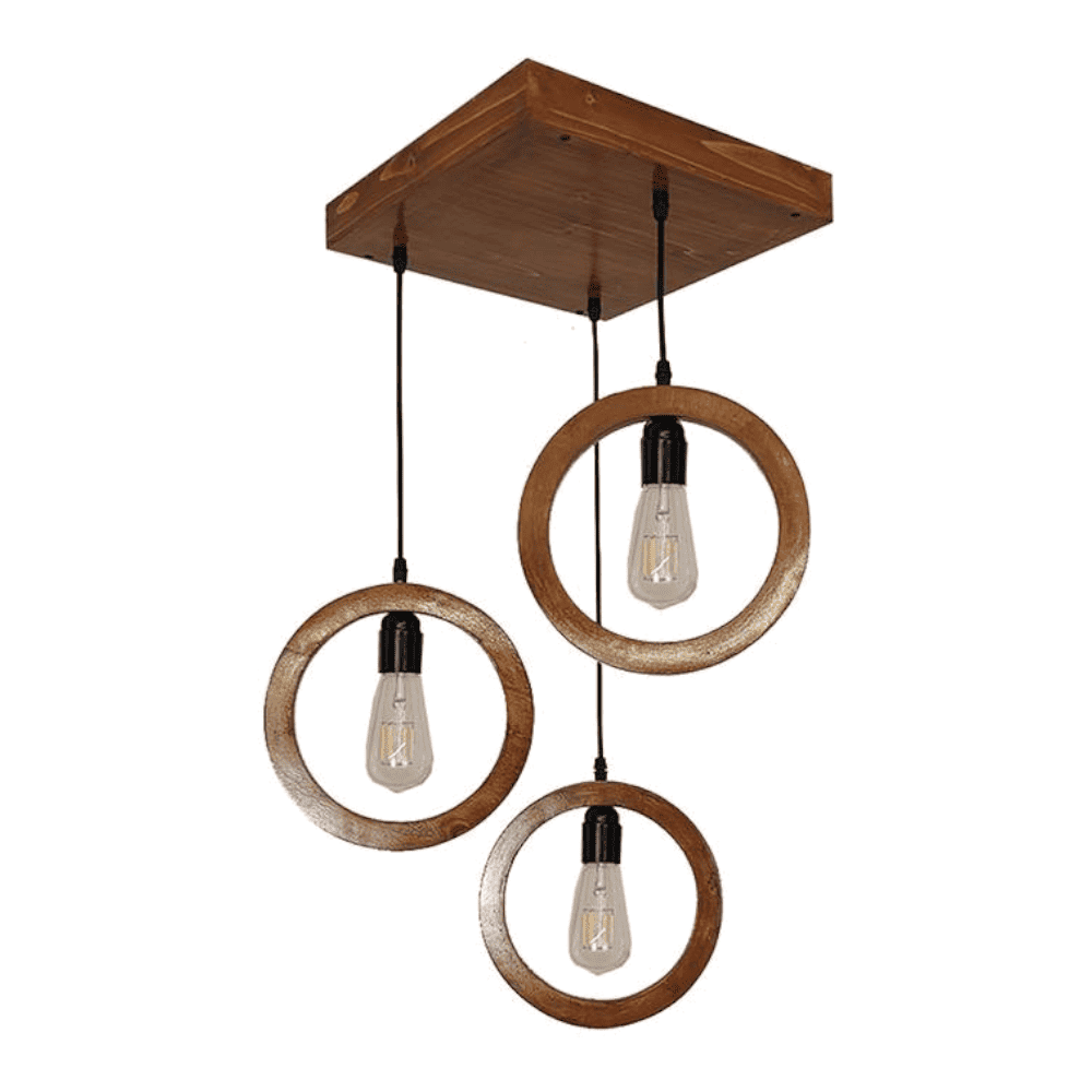 Halo Brown Solid Wood Cluster Hanging Light