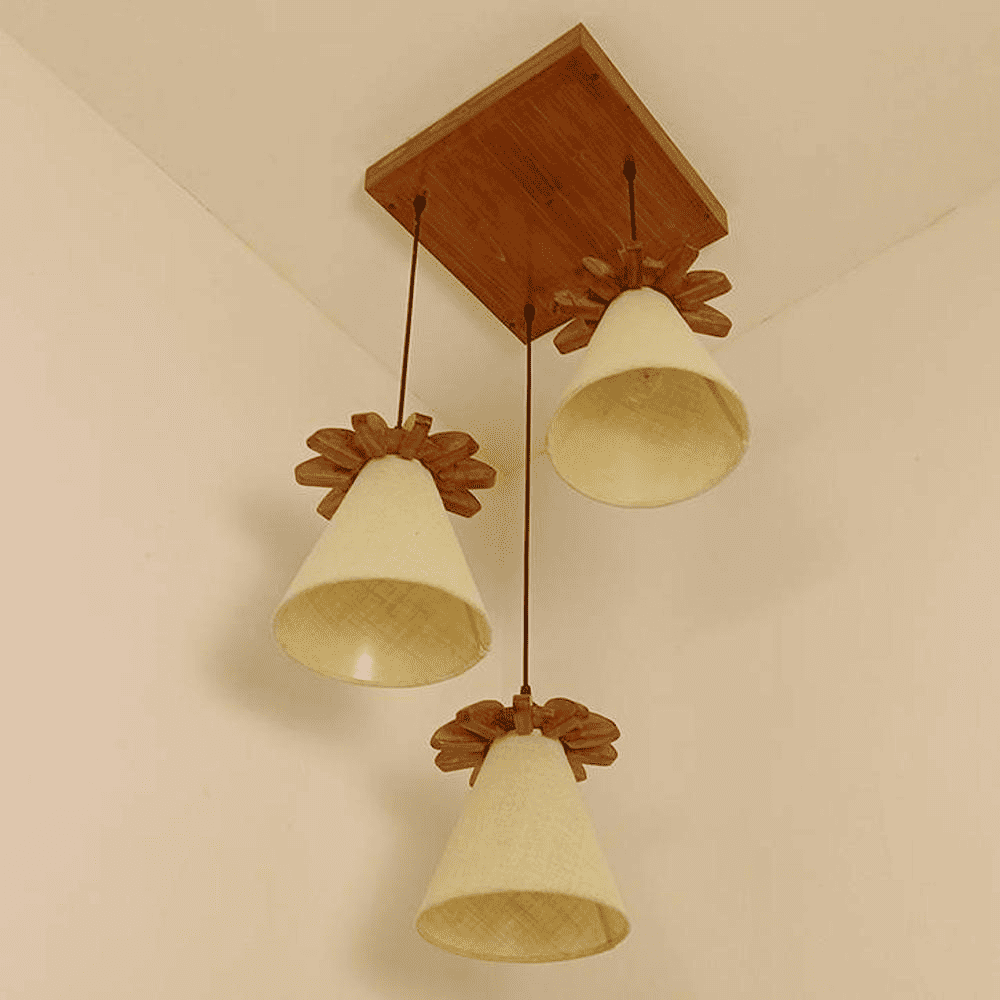 Propel Brown Solid Wood Cluster Hanging Light