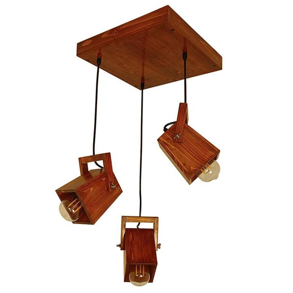 Focal Brown Solid Wood Cluster Hanging Light