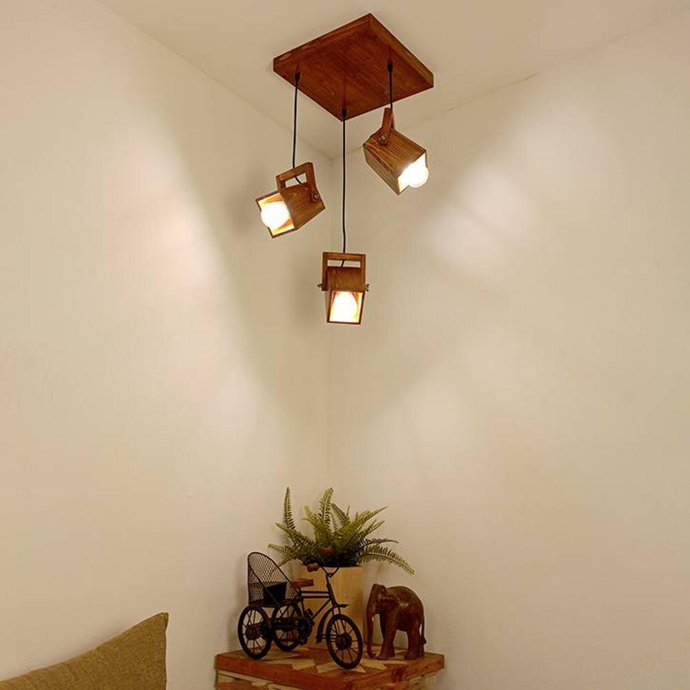 Focal Brown Solid Wood Cluster Hanging Light