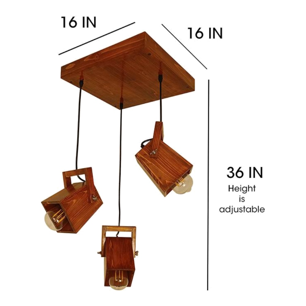 Focal Brown Solid Wood Cluster Hanging Light