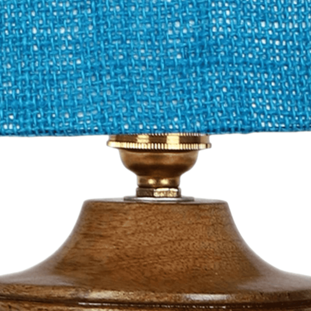 Reese Turquoise Jute lamp with Natural Wood Base