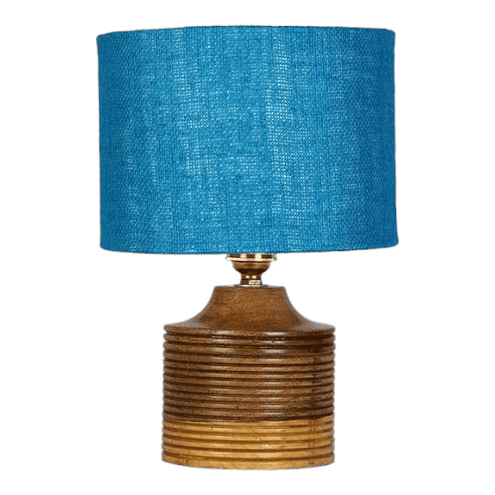 Reese Turquoise Jute lamp with Natural Wood Base