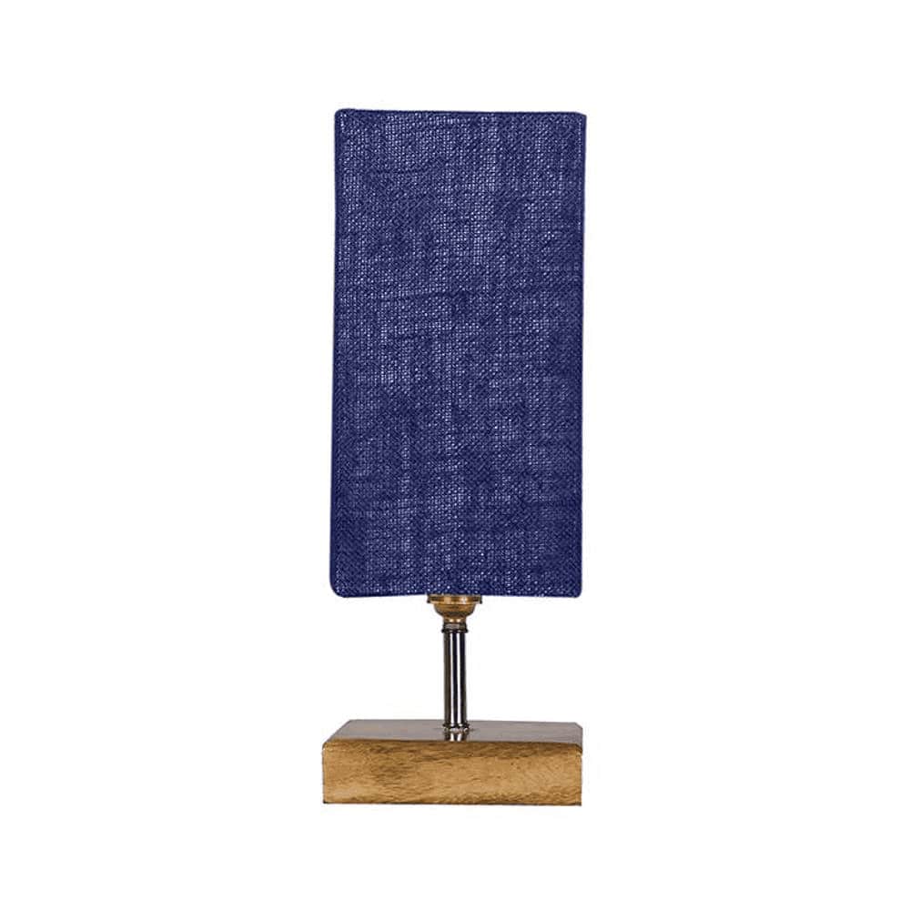 Fitzgerald Blue Jute table lamp with Square Natural Wood Base
