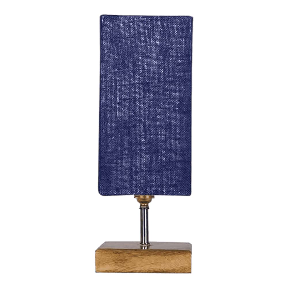 Fitzgerald Blue Jute table lamp with Square Natural Wood Base