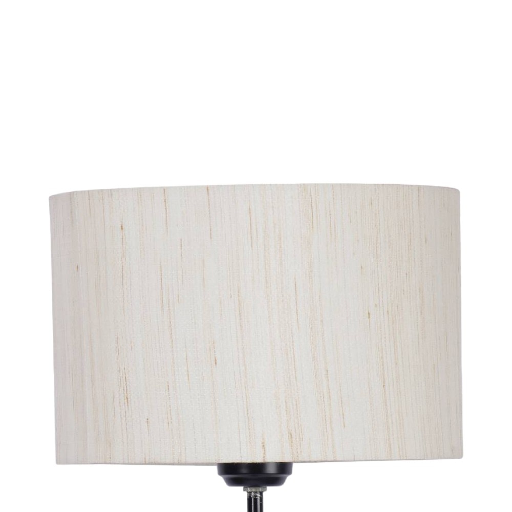 Rowan Off White Fabric Floor Lamp with Black Iron Base