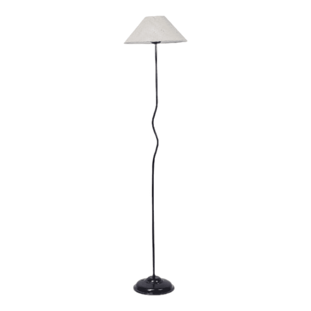 Ruby White Natural Fiber Floor Lamp with Black Iron Base